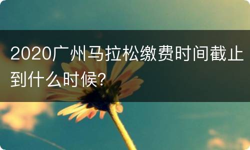 2020广州马拉松缴费时间截止到什么时候？