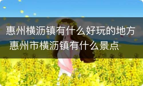 惠州横沥镇有什么好玩的地方 惠州市横沥镇有什么景点