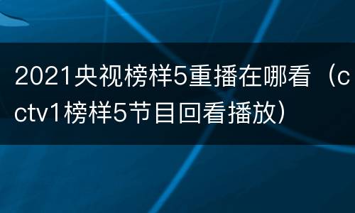 2021央视榜样5重播在哪看（cctv1榜样5节目回看播放）