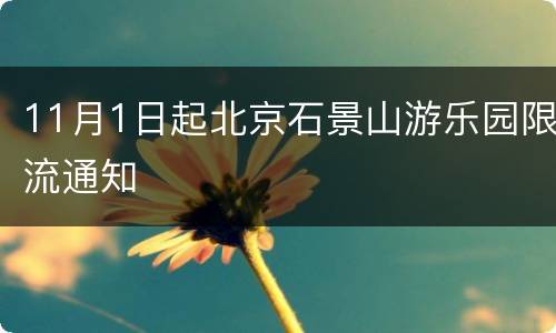 11月1日起北京石景山游乐园限流通知