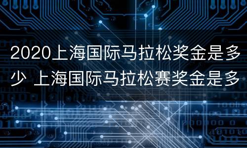 2020上海国际马拉松奖金是多少 上海国际马拉松赛奖金是多少