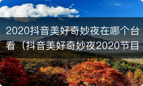 2020抖音美好奇妙夜在哪个台看（抖音美好奇妙夜2020节目顺序）