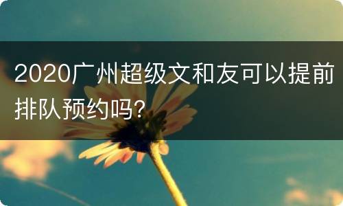 2020广州超级文和友可以提前排队预约吗？