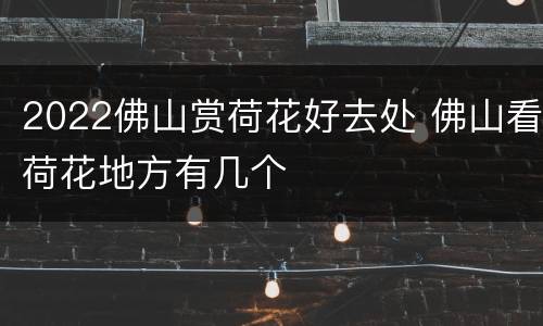 2022佛山赏荷花好去处 佛山看荷花地方有几个