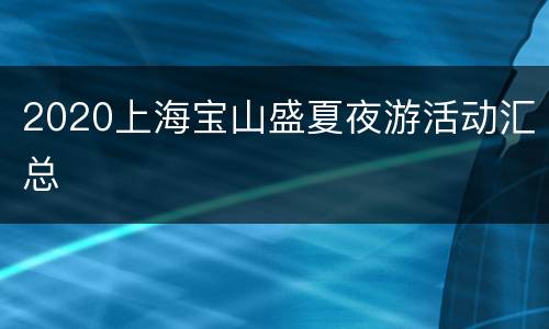 2020上海宝山盛夏夜游活动汇总