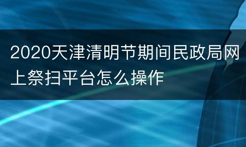 2020天津清明节期间民政局网上祭扫平台怎么操作