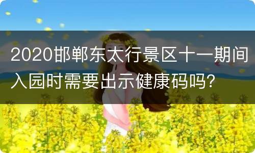 2020邯郸东太行景区十一期间入园时需要出示健康码吗？