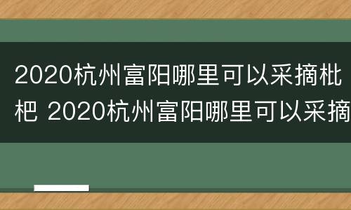 2020杭州富阳哪里可以采摘枇杷 2020杭州富阳哪里可以采摘枇杷果