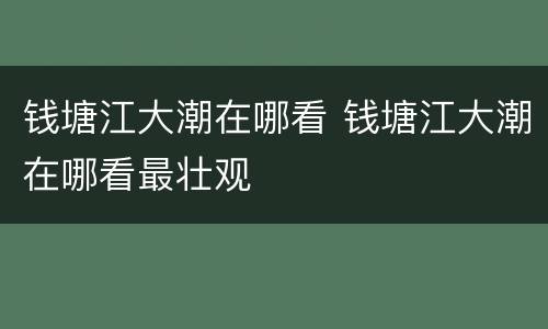 钱塘江大潮在哪看 钱塘江大潮在哪看最壮观