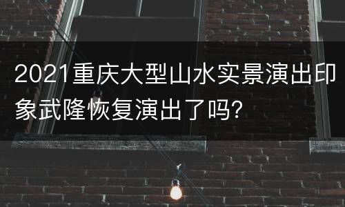 2021重庆大型山水实景演出印象武隆恢复演出了吗？