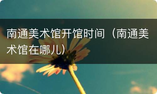 南通美术馆开馆时间（南通美术馆在哪儿）