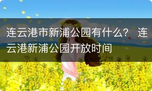 连云港市新浦公园有什么？ 连云港新浦公园开放时间