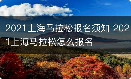 2021上海马拉松报名须知 2021上海马拉松怎么报名