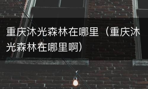 重庆沐光森林在哪里（重庆沐光森林在哪里啊）