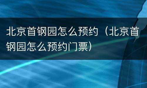 北京首钢园怎么预约（北京首钢园怎么预约门票）