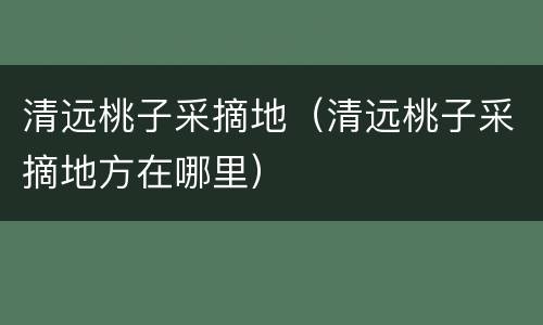 清远桃子采摘地（清远桃子采摘地方在哪里）
