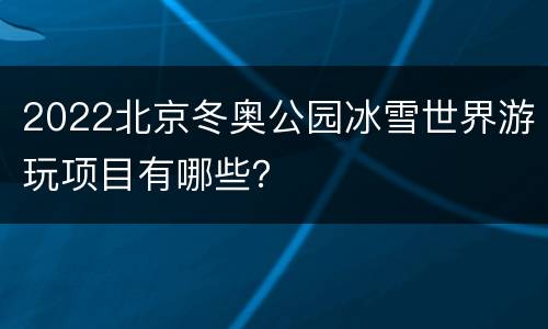 2022北京冬奥公园冰雪世界游玩项目有哪些？