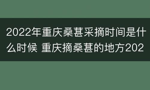 2022年重庆桑葚采摘时间是什么时候 重庆摘桑葚的地方2020
