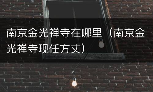 南京金光禅寺在哪里（南京金光禅寺现任方丈）