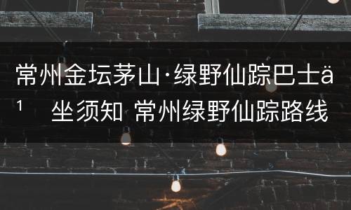 常州金坛茅山·绿野仙踪巴士乘坐须知 常州绿野仙踪路线