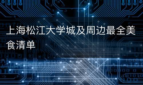 上海松江大学城及周边最全美食清单