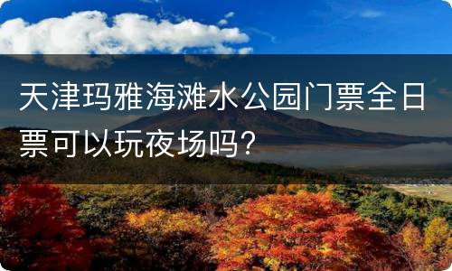 天津玛雅海滩水公园门票全日票可以玩夜场吗?