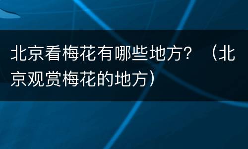 北京看梅花有哪些地方？（北京观赏梅花的地方）