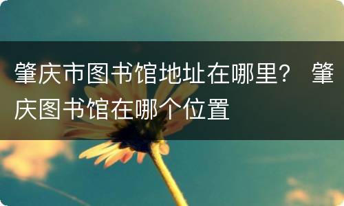 肇庆市图书馆地址在哪里？ 肇庆图书馆在哪个位置