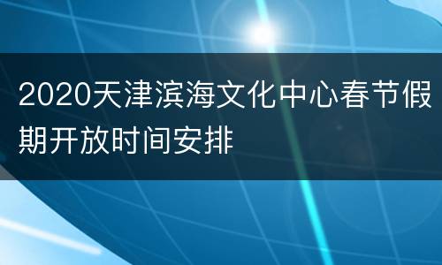 2020天津滨海文化中心春节假期开放时间安排