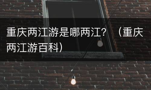 重庆两江游是哪两江？（重庆两江游百科）