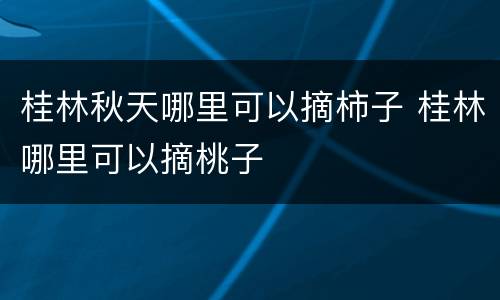 桂林秋天哪里可以摘柿子 桂林哪里可以摘桃子