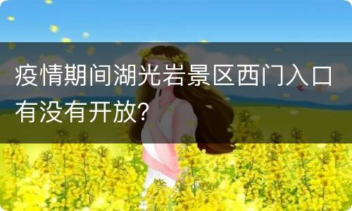 疫情期间湖光岩景区西门入口有没有开放？