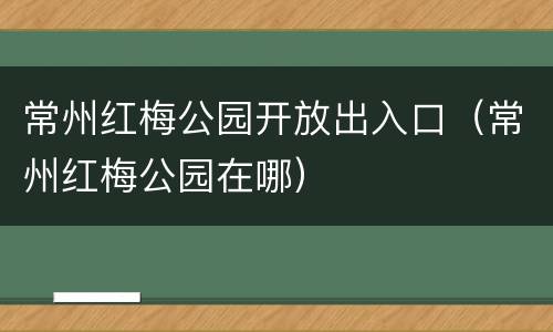 常州红梅公园开放出入口（常州红梅公园在哪）