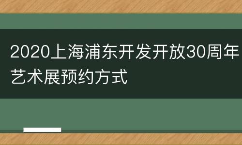 2020上海浦东开发开放30周年艺术展预约方式