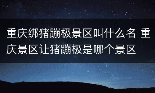 重庆绑猪蹦极景区叫什么名 重庆景区让猪蹦极是哪个景区