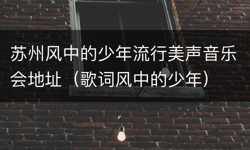 苏州风中的少年流行美声音乐会地址（歌词风中的少年）