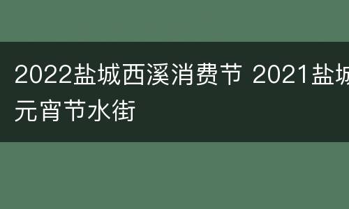 2022盐城西溪消费节 2021盐城元宵节水街