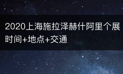 2020上海施拉泽赫什阿里个展时间+地点+交通