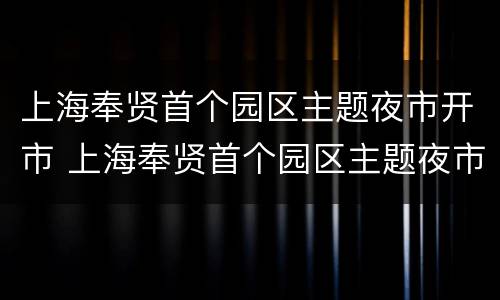 上海奉贤首个园区主题夜市开市 上海奉贤首个园区主题夜市开市没有