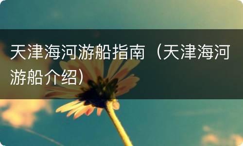 天津海河游船指南（天津海河游船介绍）