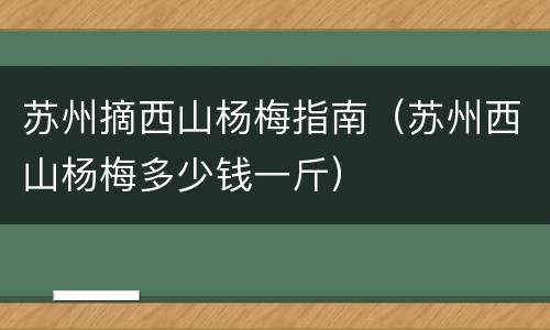 苏州摘西山杨梅指南（苏州西山杨梅多少钱一斤）