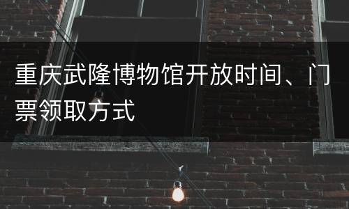 重庆武隆博物馆开放时间、门票领取方式