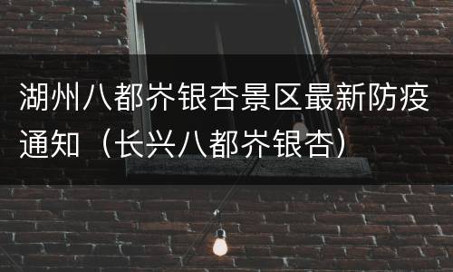 湖州八都岕银杏景区最新防疫通知（长兴八都岕银杏）