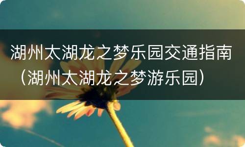 湖州太湖龙之梦乐园交通指南（湖州太湖龙之梦游乐园）