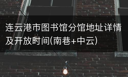 连云港市图书馆分馆地址详情及开放时间(南巷+中云)