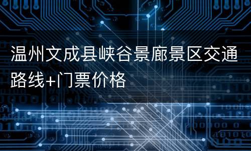 温州文成县峡谷景廊景区交通路线+门票价格