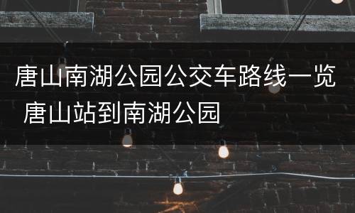 唐山南湖公园公交车路线一览 唐山站到南湖公园