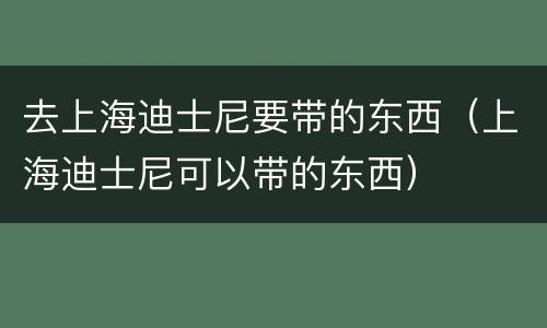 去上海迪士尼要带的东西（上海迪士尼可以带的东西）