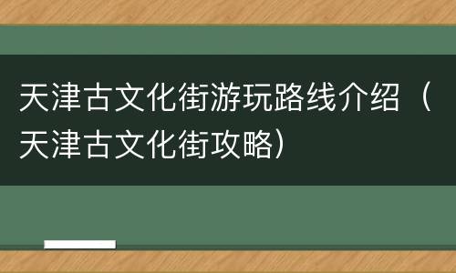 天津古文化街游玩路线介绍（天津古文化街攻略）