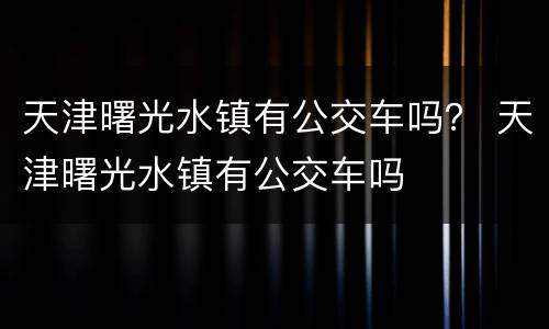 天津曙光水镇有公交车吗？ 天津曙光水镇有公交车吗